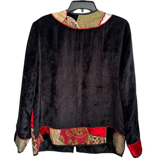 Vintage Allure Patchwork Blazer Jacket Size M Black Multi Long Sleeves Blazer - Picture 10 of 12